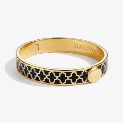 Halcyon Days Hinged Bangles*Agama Black & Gold Hinged Enamel Bangle |