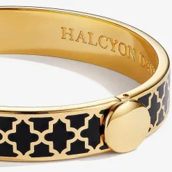 Halcyon Days Hinged Bangles*Agama Black & Gold Hinged Enamel Bangle |