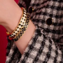Halcyon Days Hinged Bangles*Agama Black & Gold Hinged Enamel Bangle |