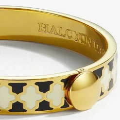 Halcyon Days Hinged Bangles*Agama Black, Cream Gold Hinged Enamel Bangle |