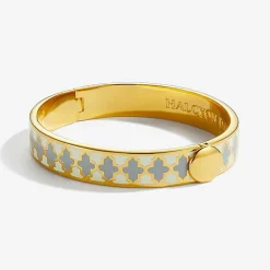 Halcyon Days Hinged Bangles*Agama Cream & Gold Hinged Bangle |