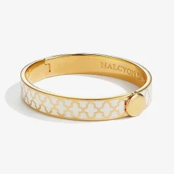 Halcyon Days Hinged Bangles*Agama Cream & Gold Hinged Bangle |