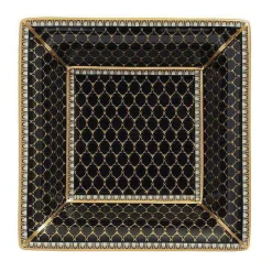 Halcyon Days Trinket Trays & Boxes*Antler Trellis Black Fine Bone China Square Tray |
