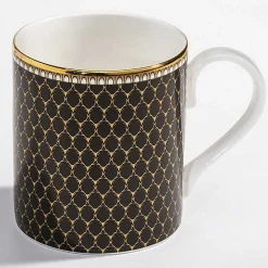 Halcyon Days Mugs*Antler Trellis Black Fine Bone China Mug |
