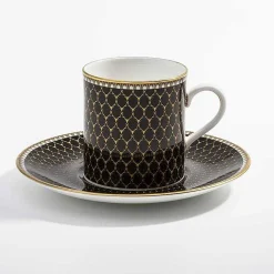 Halcyon Days Antler Trellis*Antler Trellis Black Fine Bone China Cup & Saucer