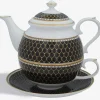 Halcyon Days Teaware*Antler Trellis Black Fine Bone China Tea For One