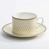 Halcyon Days Teaware*Antler Trellis Teacup & Saucer Ivory