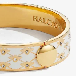 Halcyon Days Hinged Bangles*Bee Sparkle Trellis Cream & Gold Bangle |