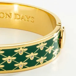Halcyon Days Hinged Bangles*Bee Sparkle Trellis Emerald Gold Bangle |