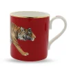 Halcyon Days Mugs*Big Cat Tiger Fine Bone China Mug, Red