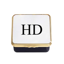 Halcyon Days Personalisation*Blank Canvas Ivory & Navy Gold Box
