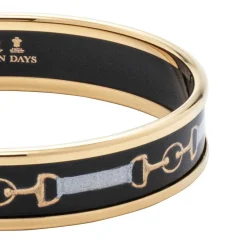 Halcyon Days Enamel Bangles*Bridle Enamel Bangle In Black & Gold |