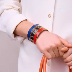 Halcyon Days Enamel Bangles*Butterfly Enamel Bangle In Navy & Gold |