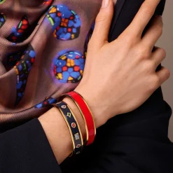 Halcyon Days Enamel Bangles*Butterfly Enamel Bangle In Navy & Gold |