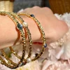 Halcyon Days Torque Bangles*Cabochon Forget-Me-Not Gold Push-On Bangle |