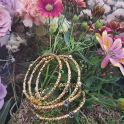 Halcyon Days Torque Bangles*Cabochon Rose Quartz & Gold Push-On Bangle |