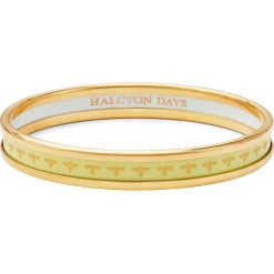 Halcyon Days Enamel Bangles*Christmas Robin Enamel Bangle In Navy & Gold |