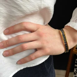 Halcyon Days Enamel Bangles*Christmas Robin Enamel Bangle In Navy & Gold |