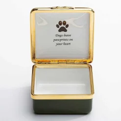 Halcyon Days Personalisation*Dogs Leave Pawprints On Your Heart Enamel Box - Personalised