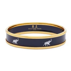 Halcyon Days Enamel Bangles*Elephant Enamel Bangle In Navy & Gold |