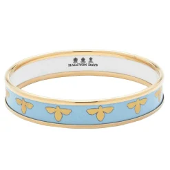 Halcyon Days Enamel Bangles*Enamel Bee Bangle In Forget-Me-Not & Gold |