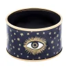 Halcyon Days Enamel Bangles*Evil Eye Enamel Cuff Bangle In Navy & Gold |