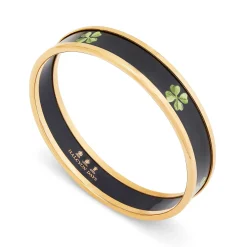 Halcyon Days Enamel Bangles*Four Leaf Clover Enamel Bangle In Navy & Gold |