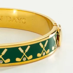 Halcyon Days Hinged Bangles*Golf Club Emerald & Gold Bangle |
