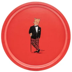 Halcyon Days Birchwood Trays*Hal The Bear Round Birchwood Tray |