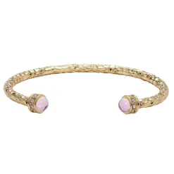 Halcyon Days Torque Bangles*Hammered Torque Rose Quartz & Gold Bangle
