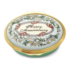 Halcyon Days Personalisation*Happy Anniversary Enamel Box |