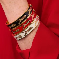 Halcyon Days Hinged Bangles*Leopard Cobalt & Gold Bangle |
