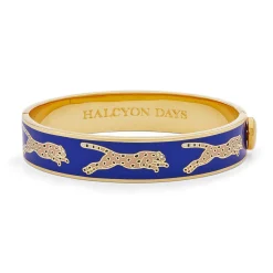 Halcyon Days Hinged Bangles*Leopard Cobalt & Gold Bangle |