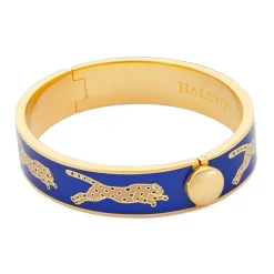 Halcyon Days Hinged Bangles*Leopard Cobalt & Gold Bangle |