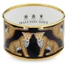 Halcyon Days Enamel Bangles*Leopard Enamel Cuff Bangle Black & Gold |
