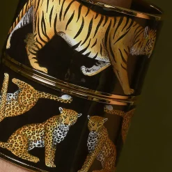 Halcyon Days Enamel Bangles*Leopard Enamel Cuff Bangle Black & Gold |