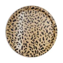 Halcyon Days Birchwood Trays*Leopard Print Round Birchwood Tray |
