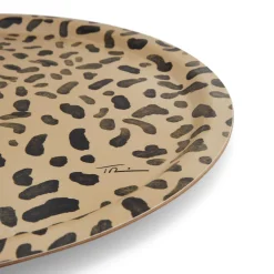 Halcyon Days Birchwood Trays*Leopard Print Round Birchwood Tray |