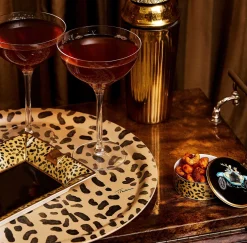 Halcyon Days Birchwood Trays*Leopard Print Round Birchwood Tray |