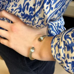 Halcyon Days Torque Bangles*Minoan Torque Aquamarine & Gold Bangle