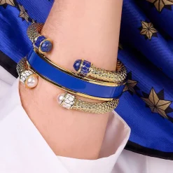 Halcyon Days Torque Bangles*Minoan Torque Cobalt & Gold Bangle