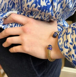 Halcyon Days Torque Bangles*Minoan Torque Cobalt & Gold Bangle