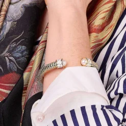 Halcyon Days Torque Bangles*Minoan Torque Pearl & Gold Bangle