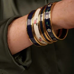 Halcyon Days Enamel Bangles*Navy & Gold Enamel Bangle |