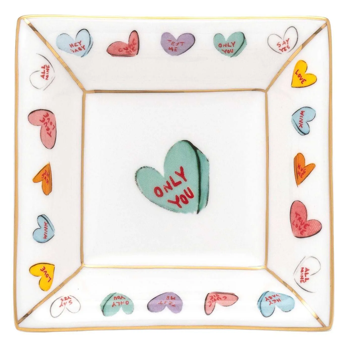 Halcyon Days Trinket Trays & Boxes*Only You White Square Trinket Tray |