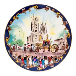 Halcyon Days The Royal Family*Pageantry At Westminster Abbey 10" Coupe Plate