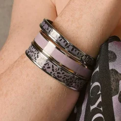 Halcyon Days Enamel Bangles*Pale Pink & Gold Enamel Bangle