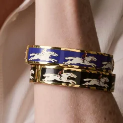 Halcyon Days Hinged Bangles*Race Horse Black & Cream Bangle |