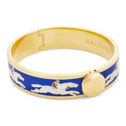 Halcyon Days Hinged Bangles*Race Horse Cobalt & Cream Bangle