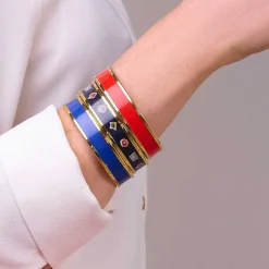 Halcyon Days Enamel Bangles*Red & Gold Enamel Bangle |